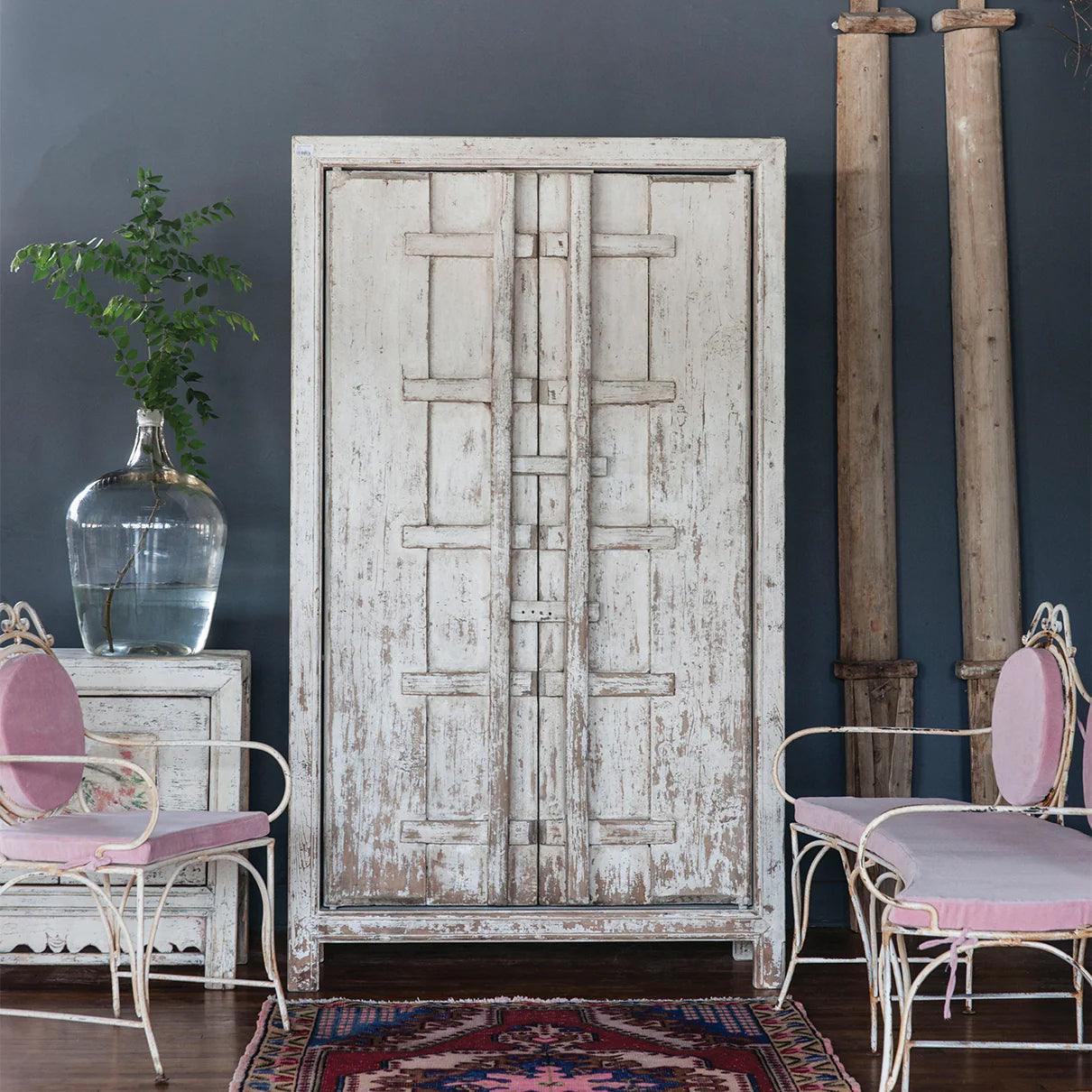Salvaged White Door Armoire - Belle Escape