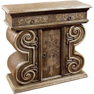Scroll Painted Leonardo Console with Motif - Belle Escape