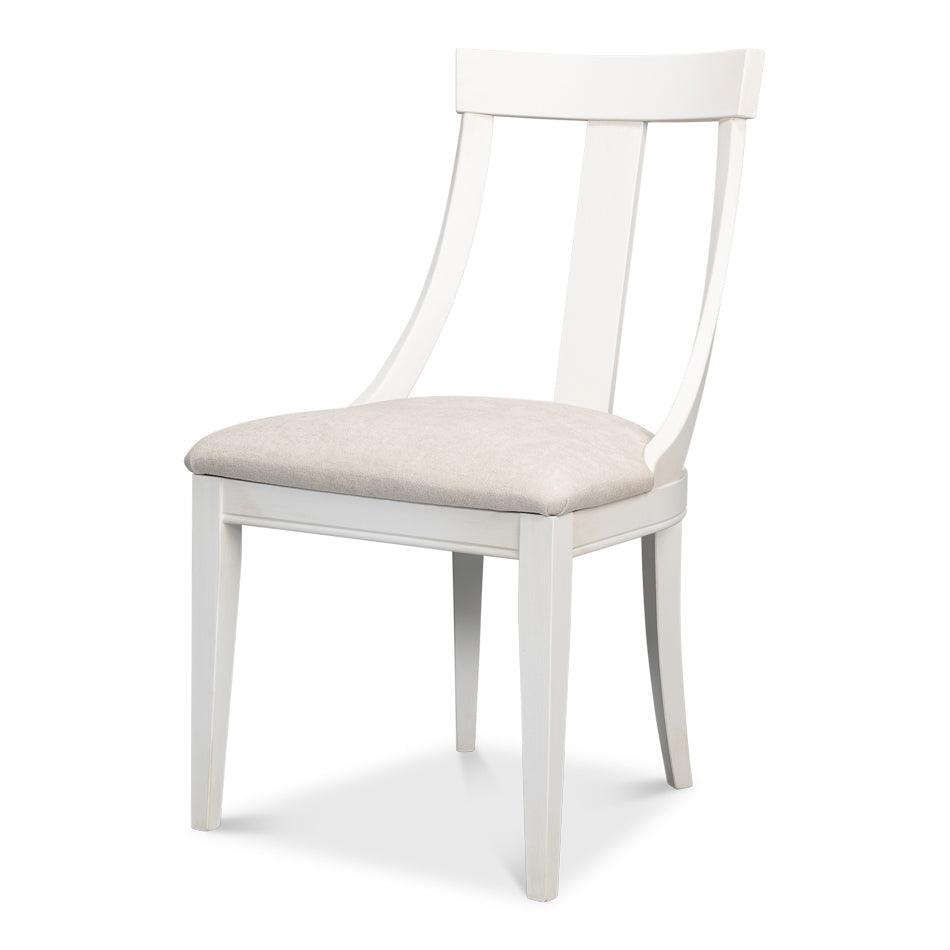 White Modern Slope Dining Chairs - Set of 2
