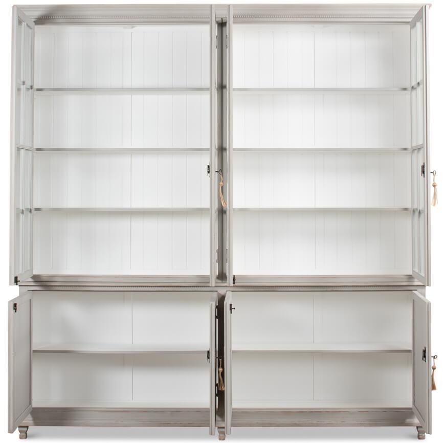 Soft Grey Harper Glass Bookcase - Belle Escape