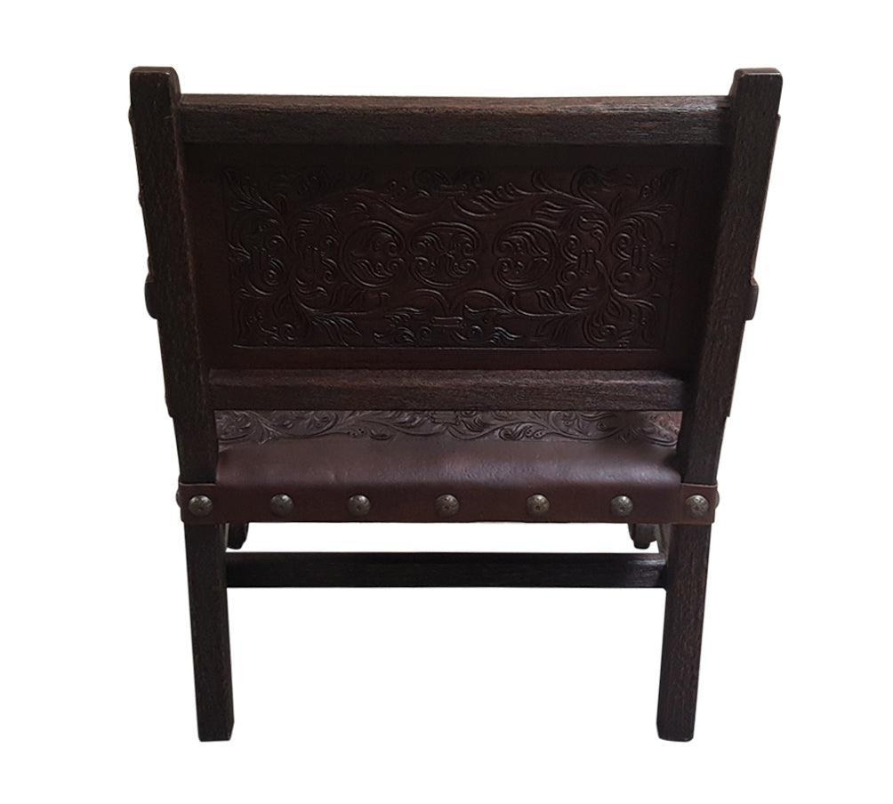 Spanish Carved Leather Lounge Chair - Belle Escape