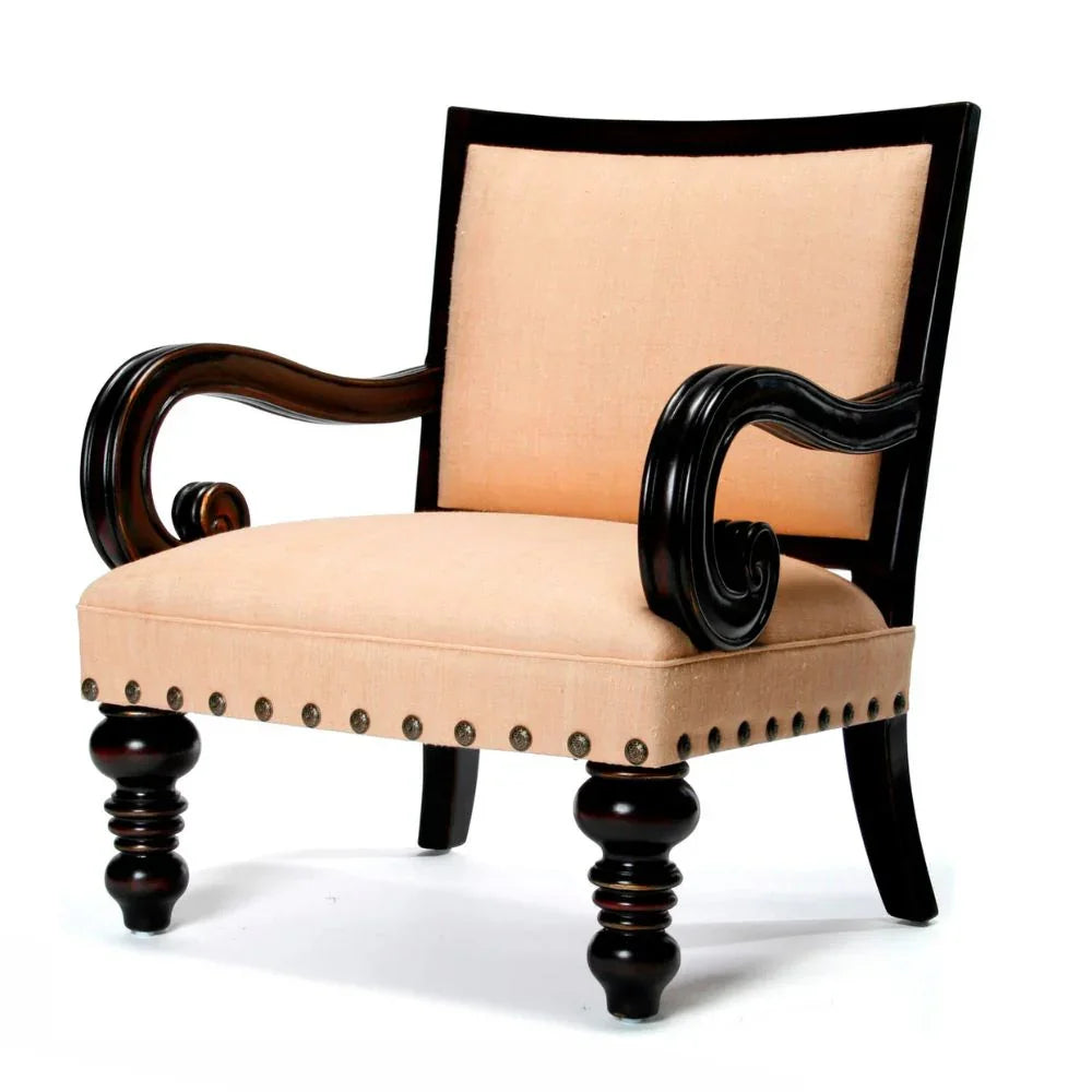 Spanish Villa Turned Legs Accent Chair