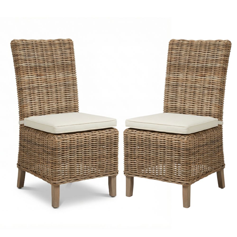Natural Rattan Square Back Chair
