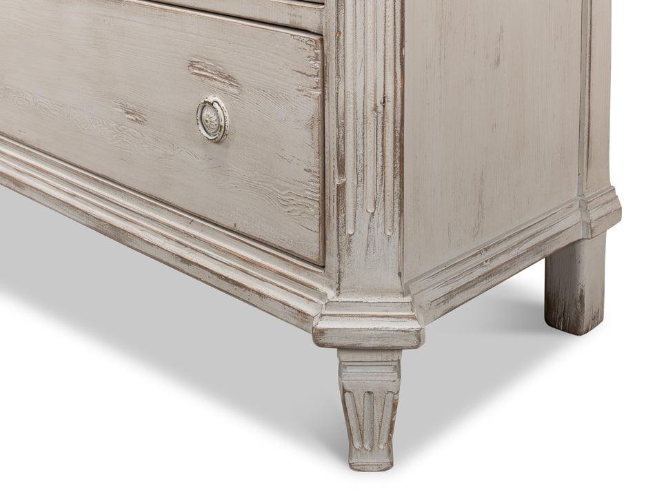 Stone Grey French Country Commode Chest - Belle Escape