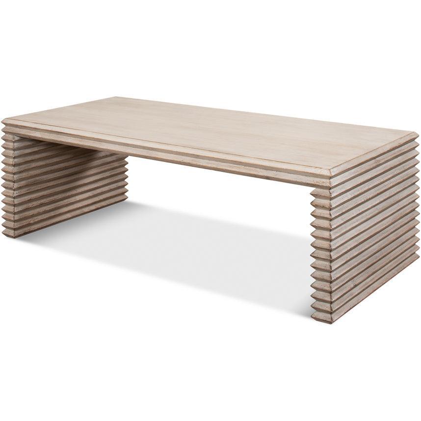 Stone Grey Ribbed Coffee Table - Belle Escape