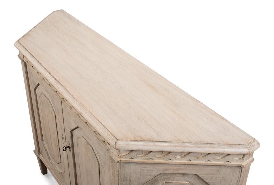 Stone Grey Wrenn Wood Carved Credenza - Belle Escape
