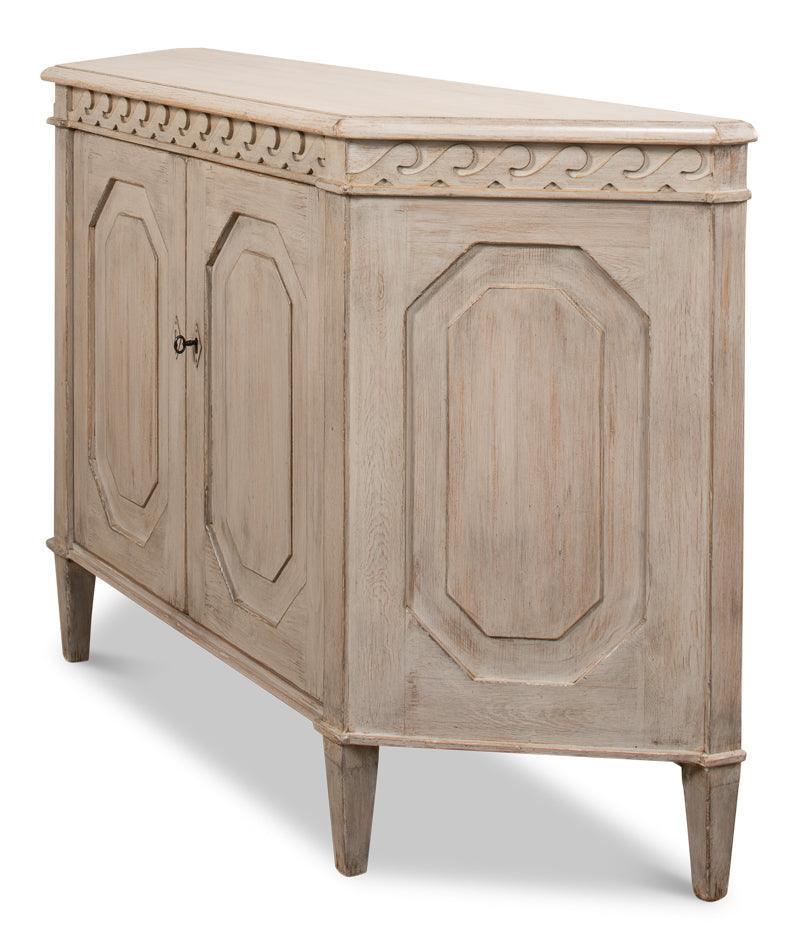 Stone Grey Wrenn Wood Carved Credenza - Belle Escape