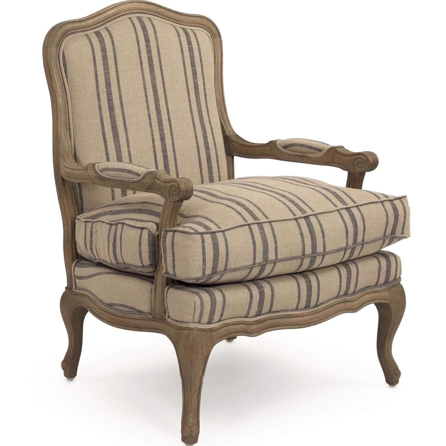 Striped French Arm Chair - Belle Escape