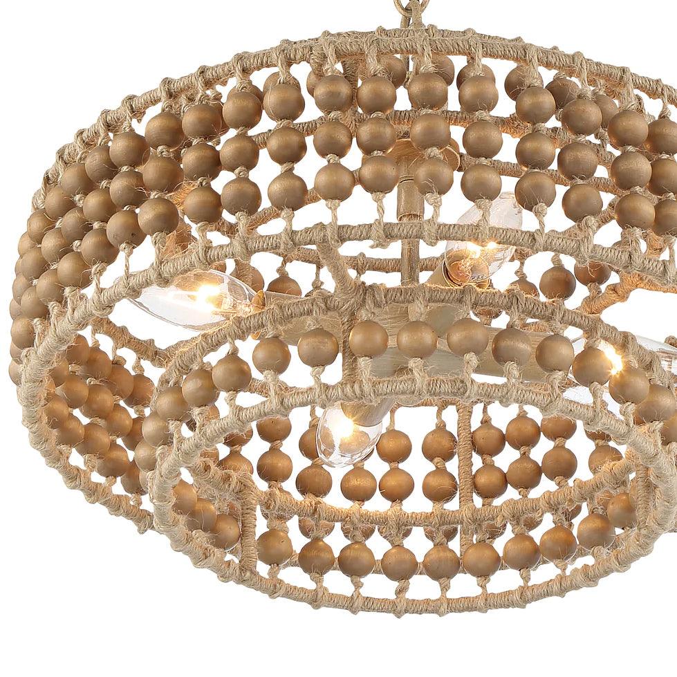 Tiered Cylinder Wood Beaded Chandelier - Belle Escape