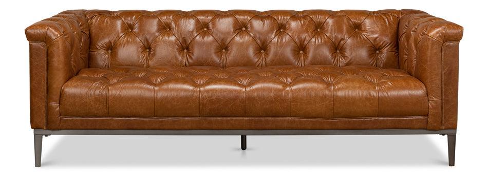 Top Grain Tufted Leather Sofa - Belle Escape