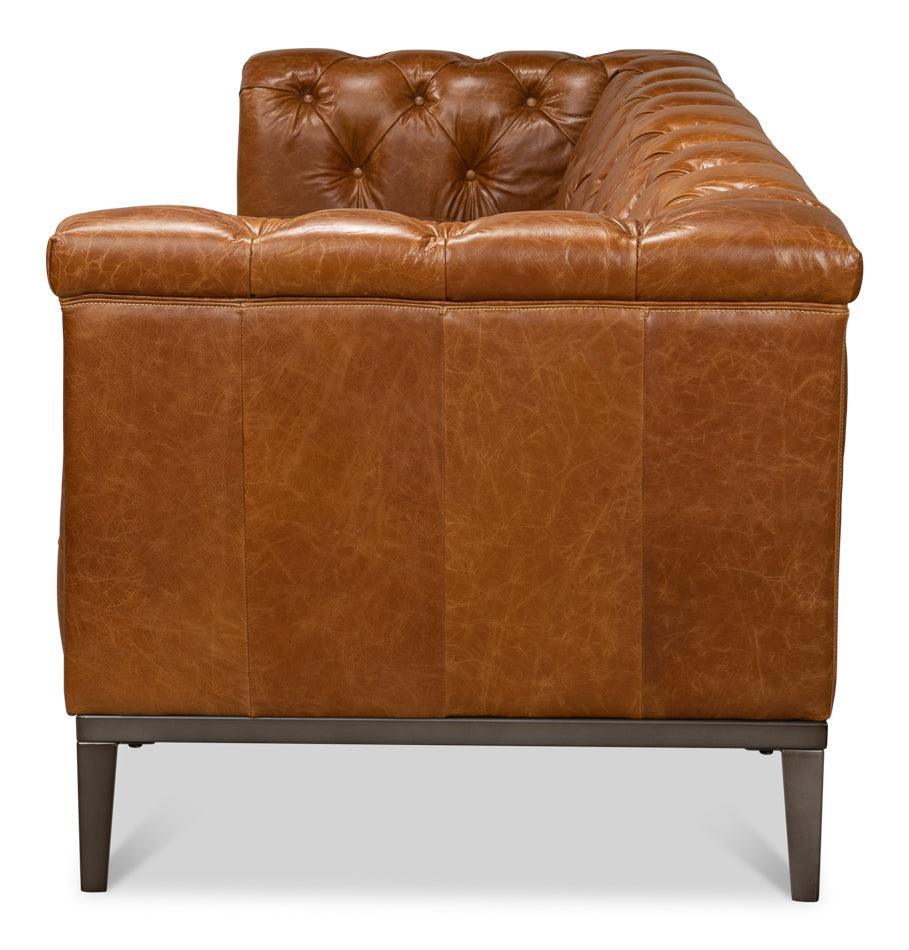 Top Grain Tufted Leather Sofa - Belle Escape
