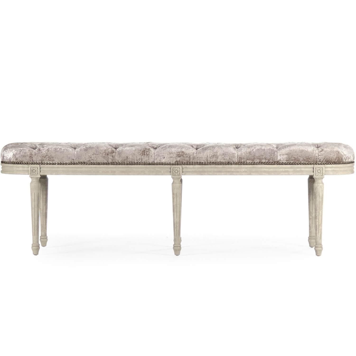 Tufted Champagne Velvet Bench - Belle Escape