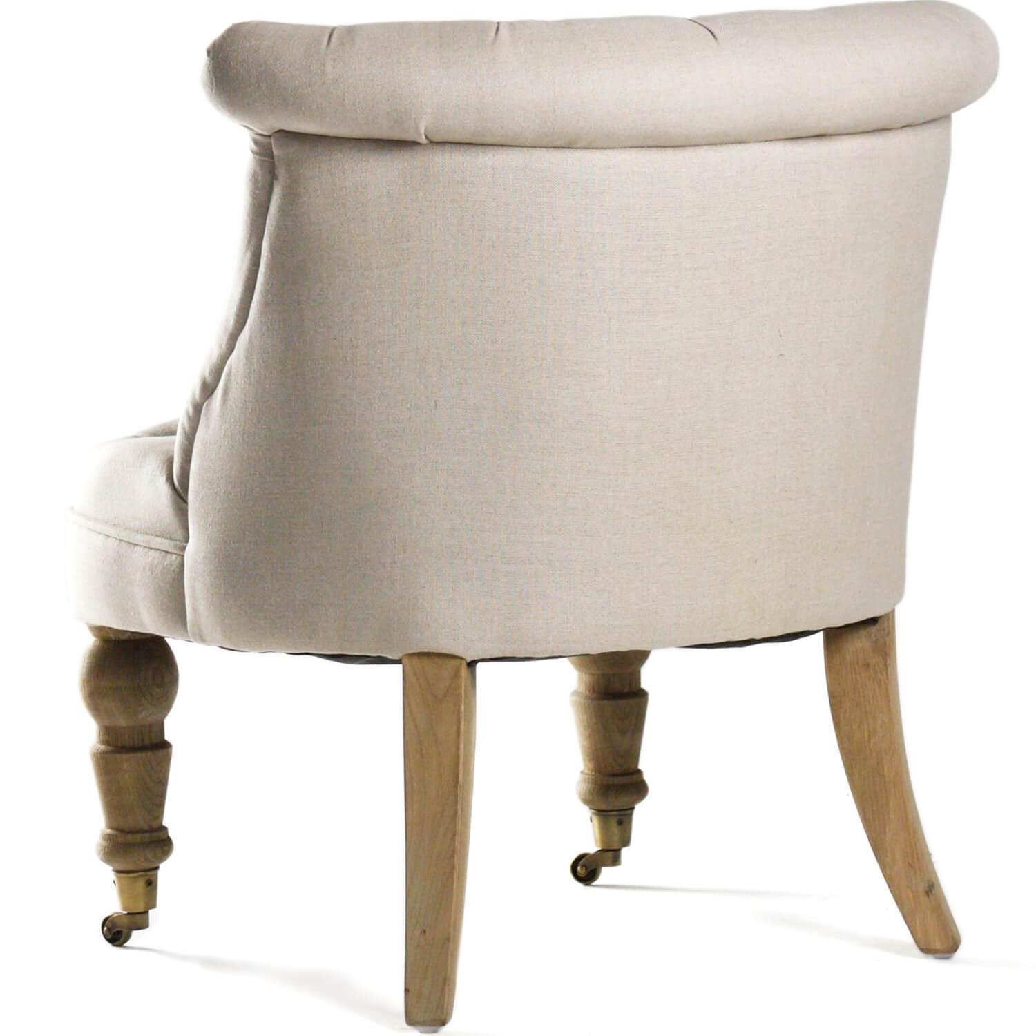 Tufted Natural Linen Slipper Chair - Belle Escape