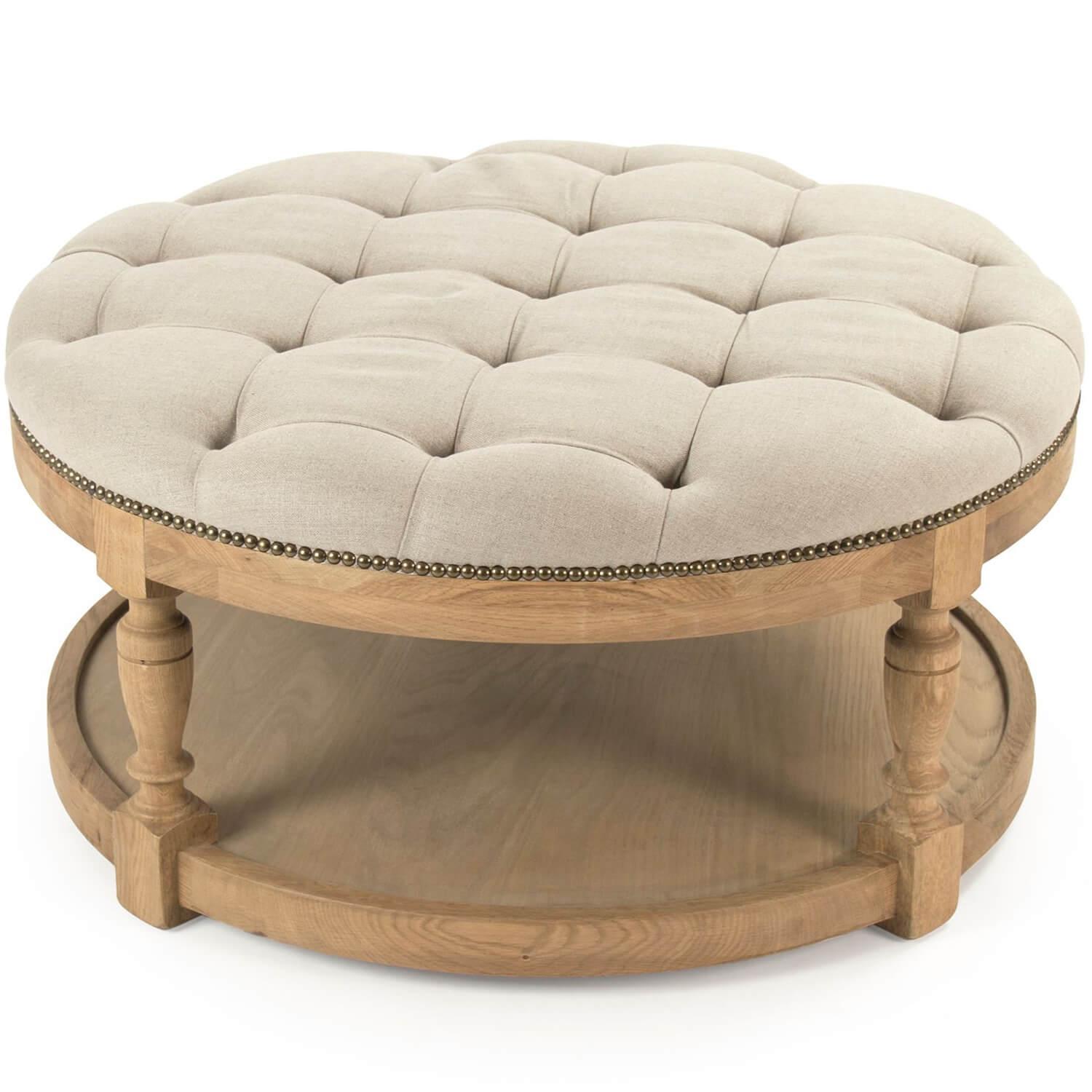 Tufted Round Provence Ottoman - Belle Escape