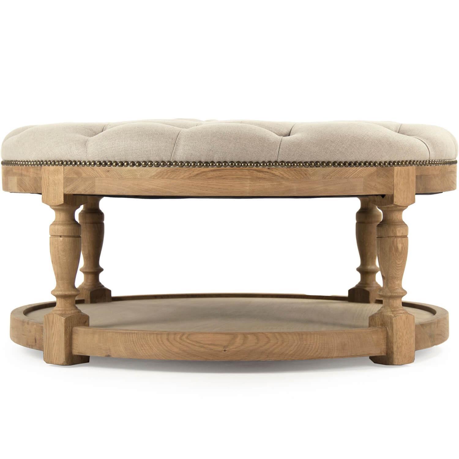 Tufted Round Provence Ottoman - Belle Escape