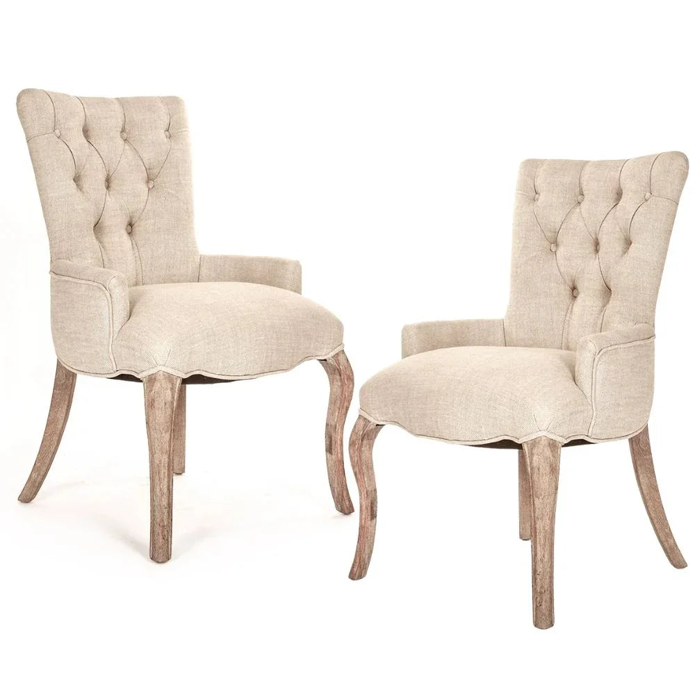 Tufted French Cabriole Dining Chair
