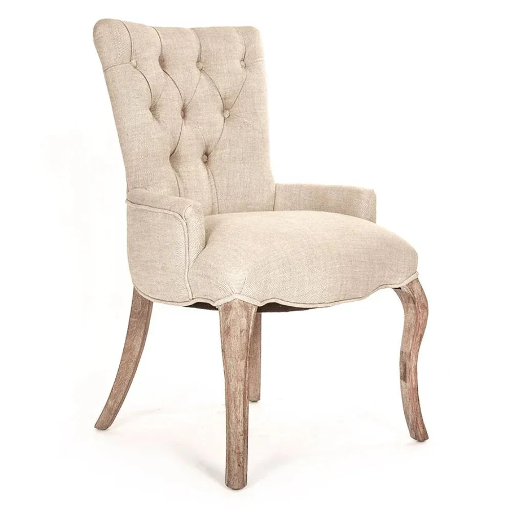 Tufted French Cabriole Dining Chair