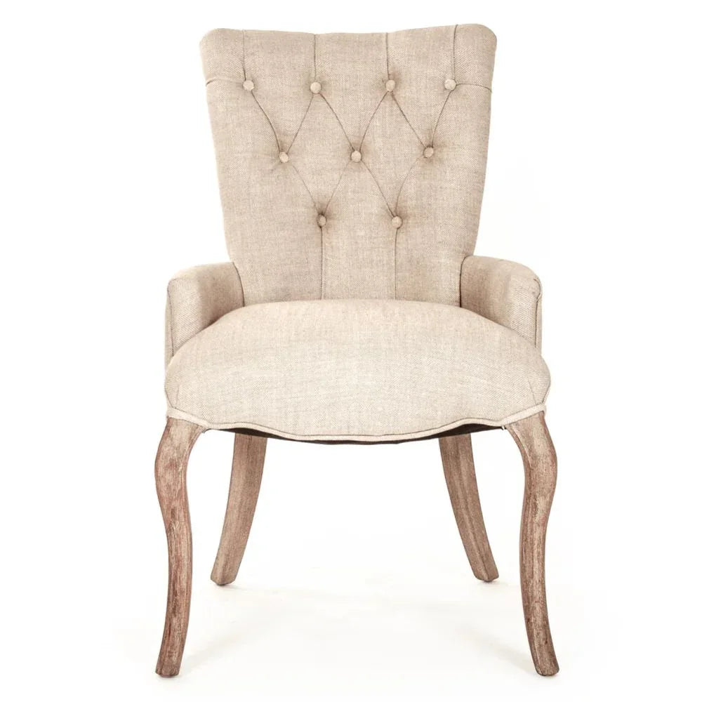 Tufted French Cabriole Dining Chair