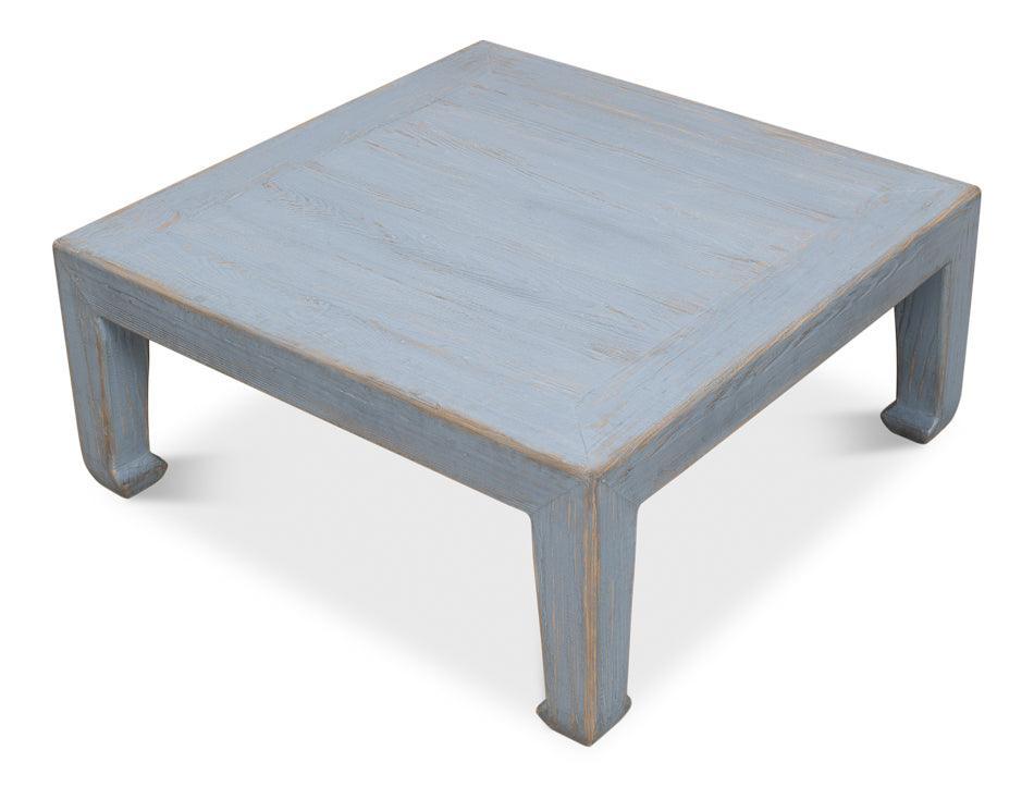 Vintage Blue Farmhouse Planked Coffee Table - Belle Escape