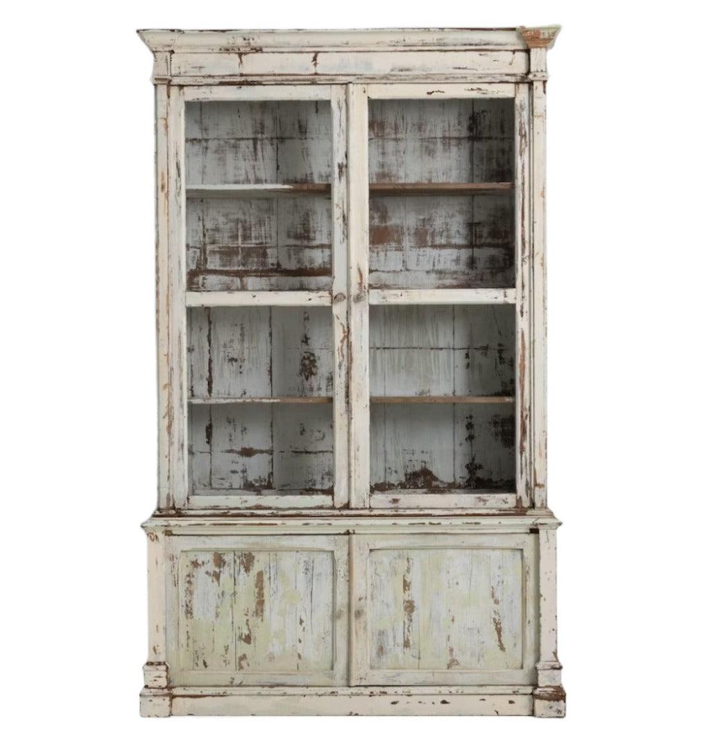 Vintage Cabinet Vitrine Farmhouse White Rustic