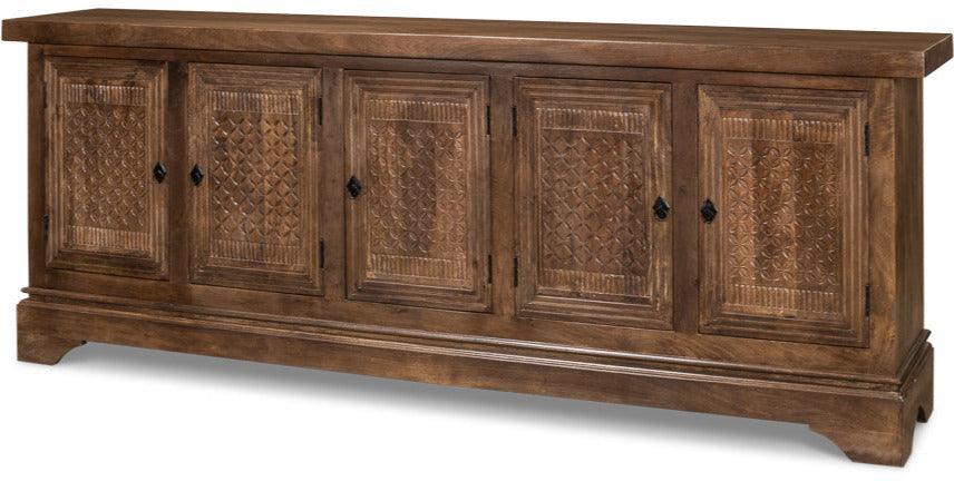 Walnut Rustic Manor 5-Door Sideboard - Belle Escape