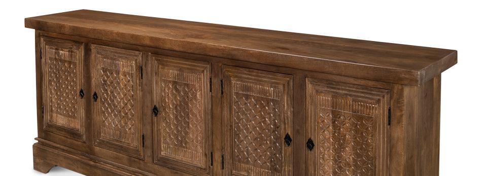 Walnut Rustic Manor 5-Door Sideboard - Belle Escape