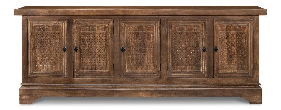 Walnut Rustic Manor 5-Door Sideboard - Belle Escape