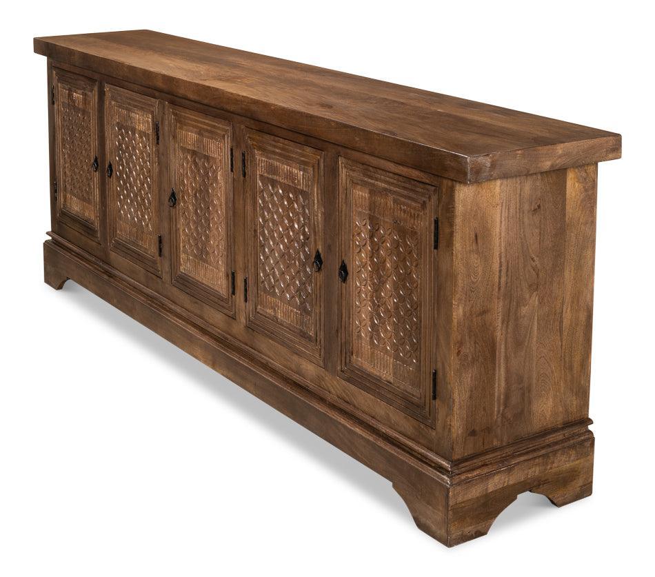 Walnut Rustic Manor 5-Door Sideboard - Belle Escape