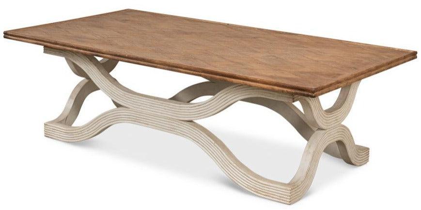 Wavy Base Wood Top Coffee Table - Belle Escape