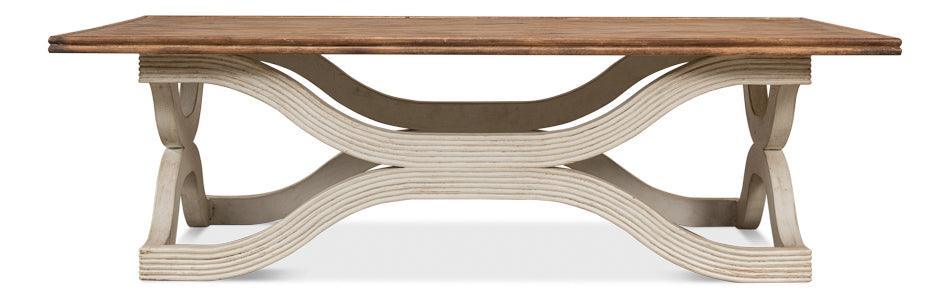 Wavy Base Wood Top Coffee Table - Belle Escape