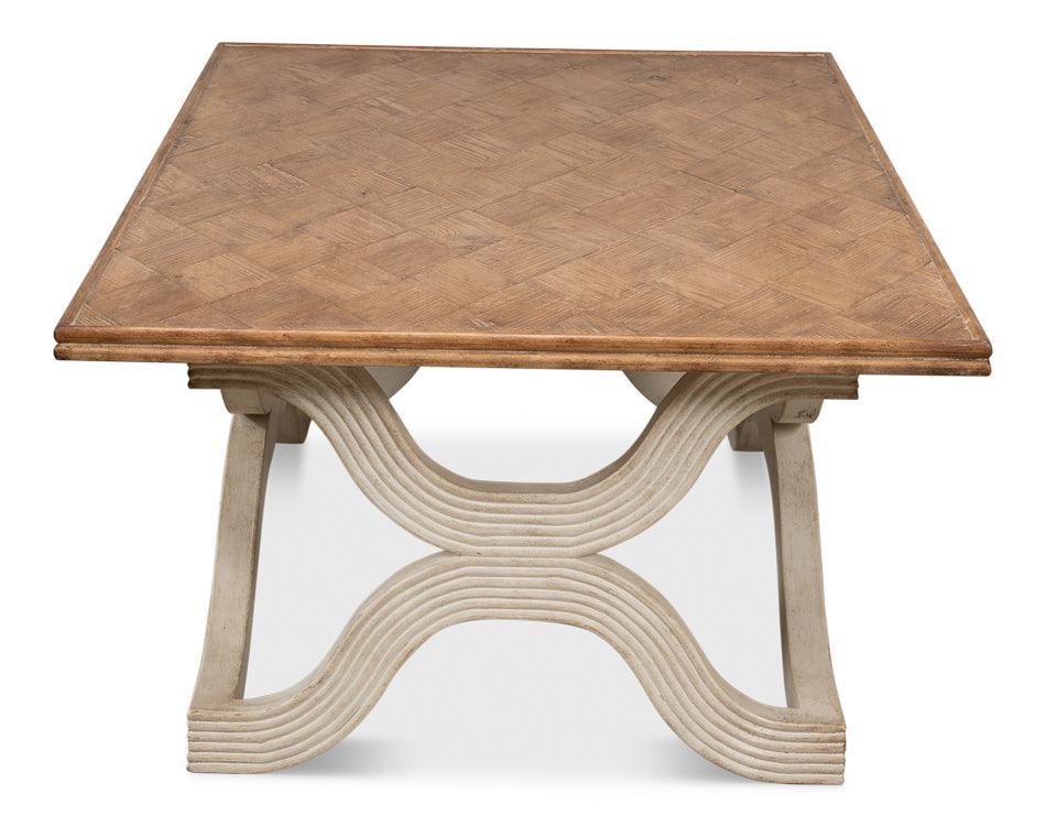 Wavy Base Wood Top Coffee Table - Belle Escape