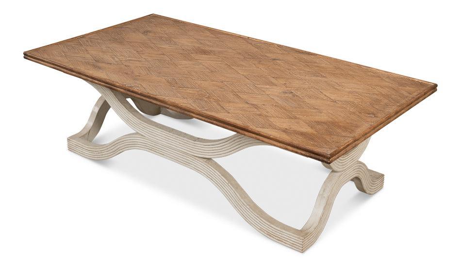 Wavy Base Wood Top Coffee Table - Belle Escape