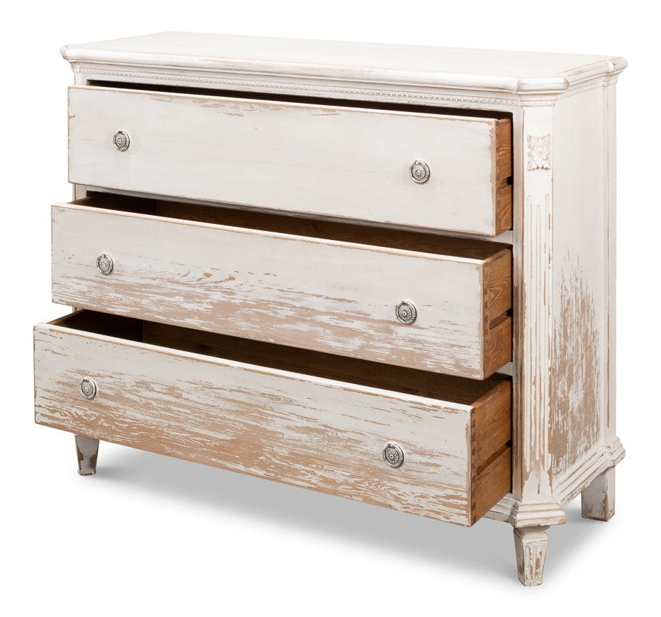 Weathered White 3-Drawer Shabby Chest - Belle Escape