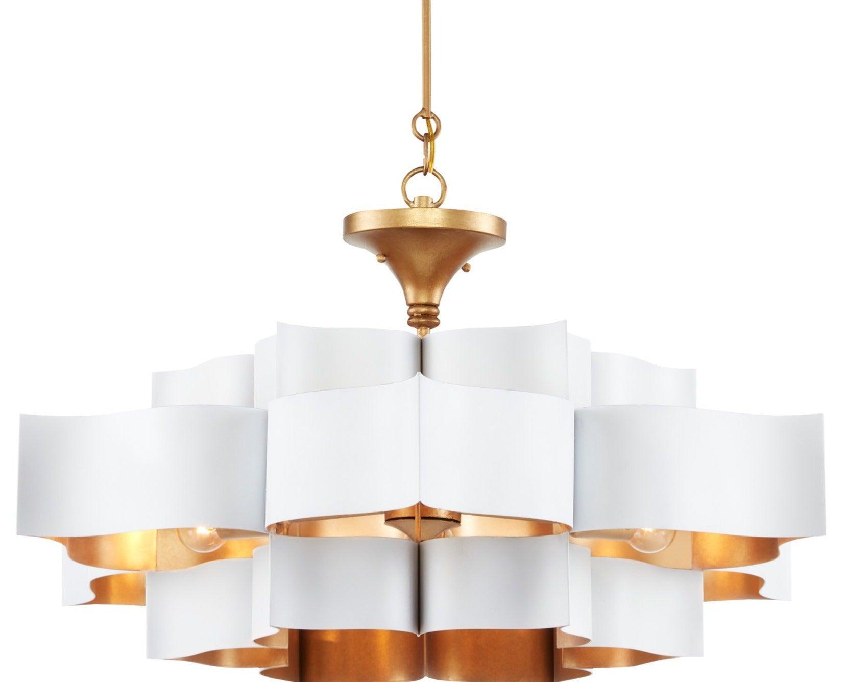White & Gold Iron Glam Chandelier - Belle Escape