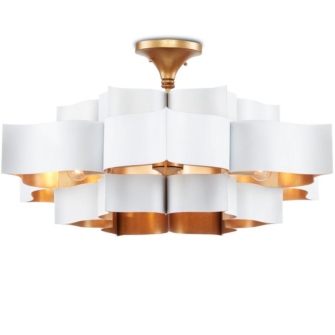 White & Gold Iron Glam Chandelier - Belle Escape
