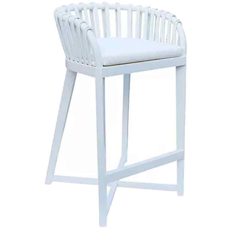 White Binah Teak Counter Stools - Belle Escape