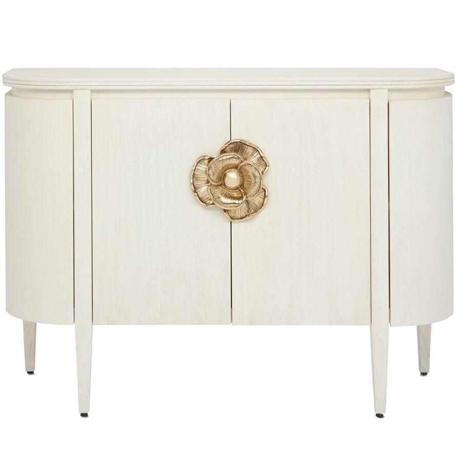 White Brass Flower Curved Sideboard - Belle Escape