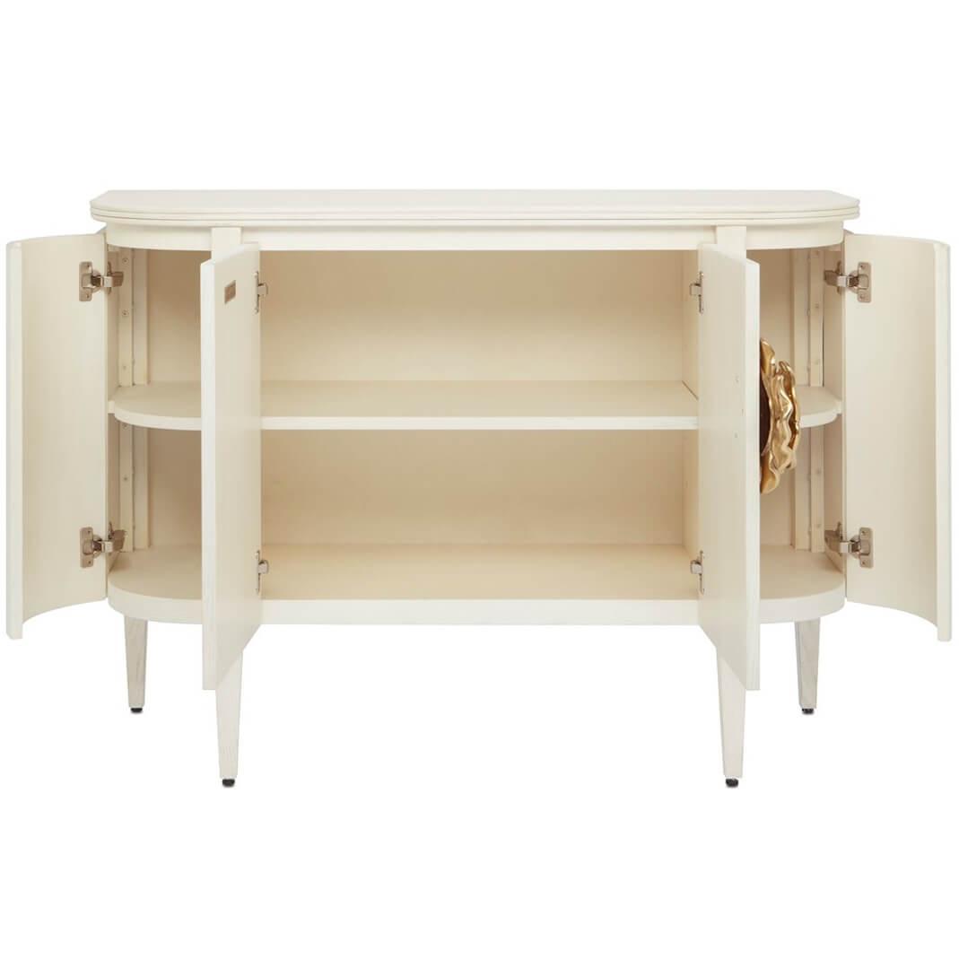 White Brass Flower Curved Sideboard - Belle Escape