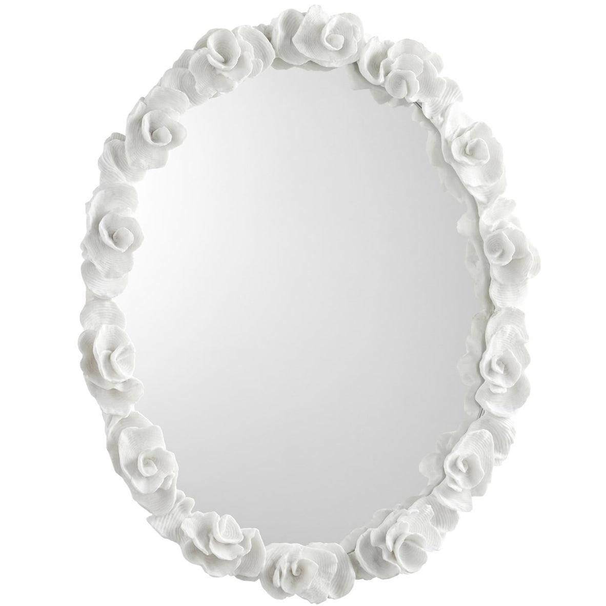 White Floral Accent Mirror - Belle Escape