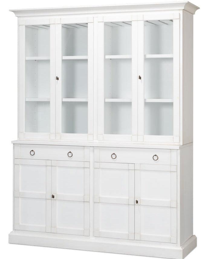 White Glass Front Cabinet with Drawers - Belle Escape