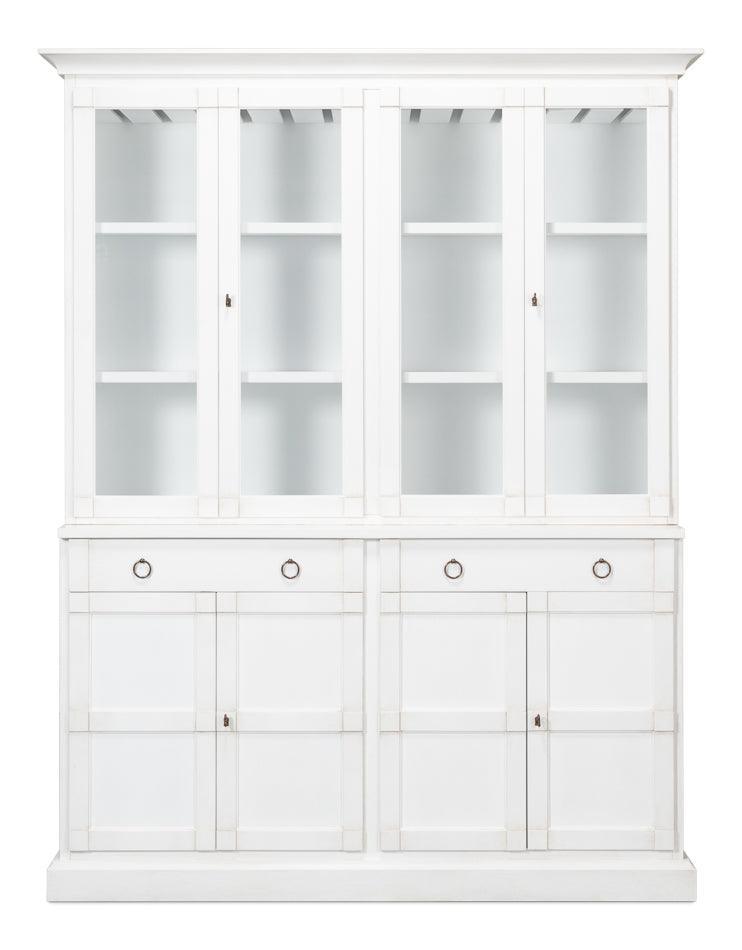 White Glass Front Cabinet with Drawers - Belle Escape