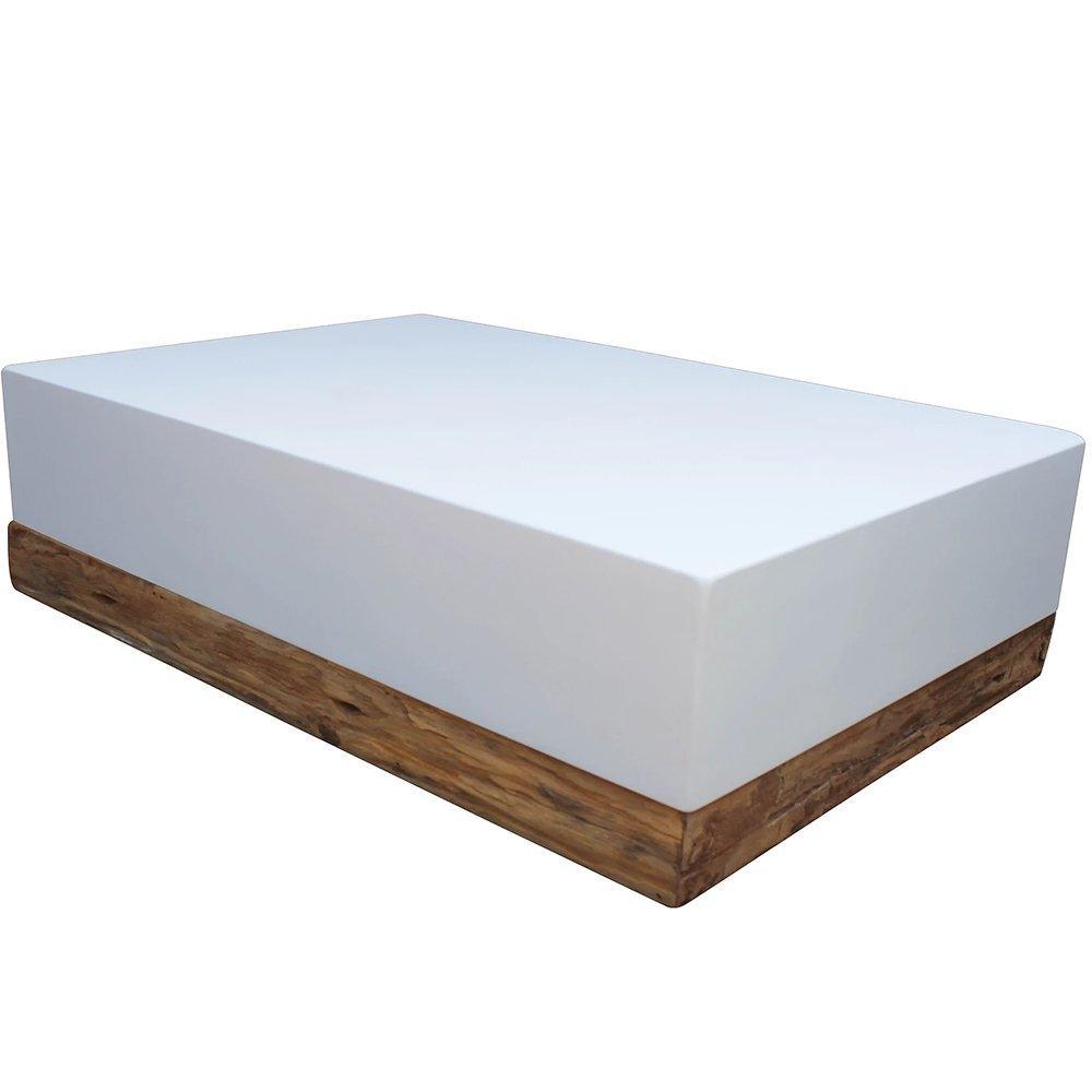 White Modern Teak Outdoor Coffee Table - Belle Escape