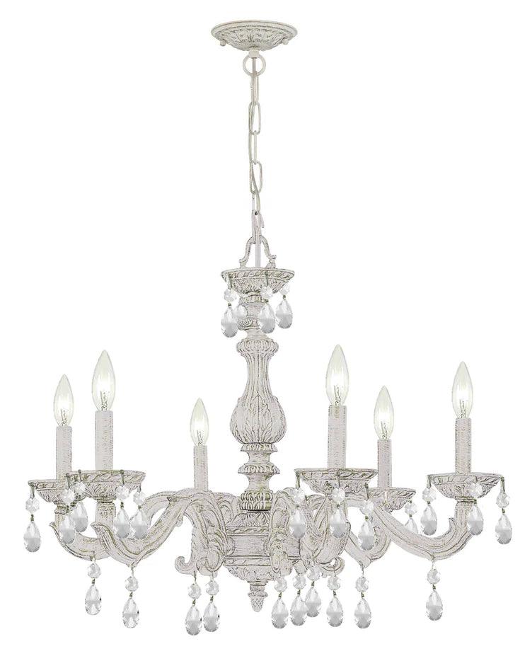 White Shabby Chic Chandelier with Crystals - Belle Escape