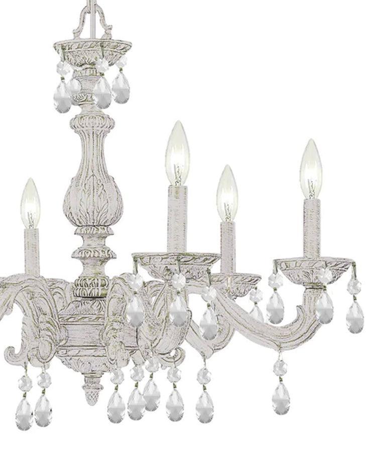White Shabby Chic Chandelier with Crystals - Belle Escape