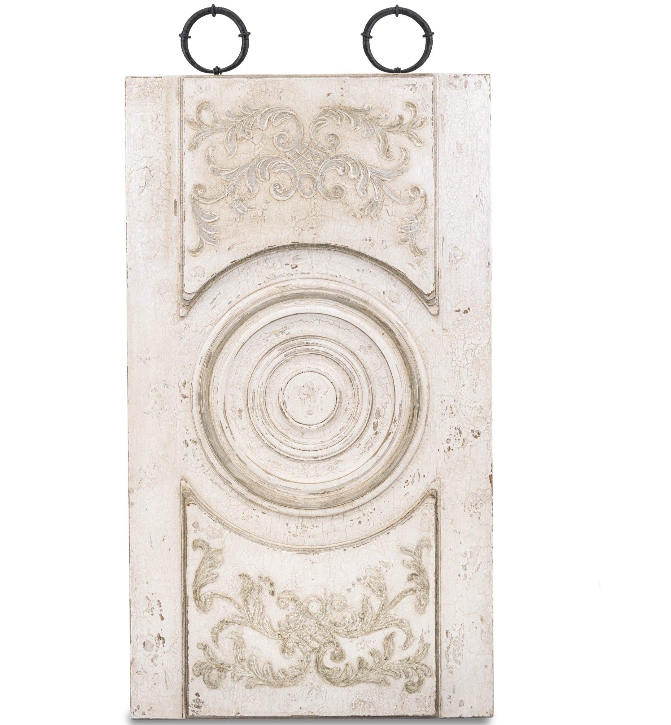 White Shabby Chic Wood Carved Wall Plaque - Belle Escape