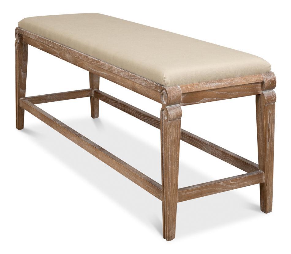 White Washed Oak Parlor Bench - Belle Escape