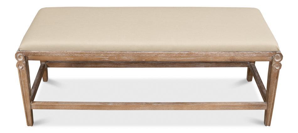 White Washed Oak Parlor Bench - Belle Escape
