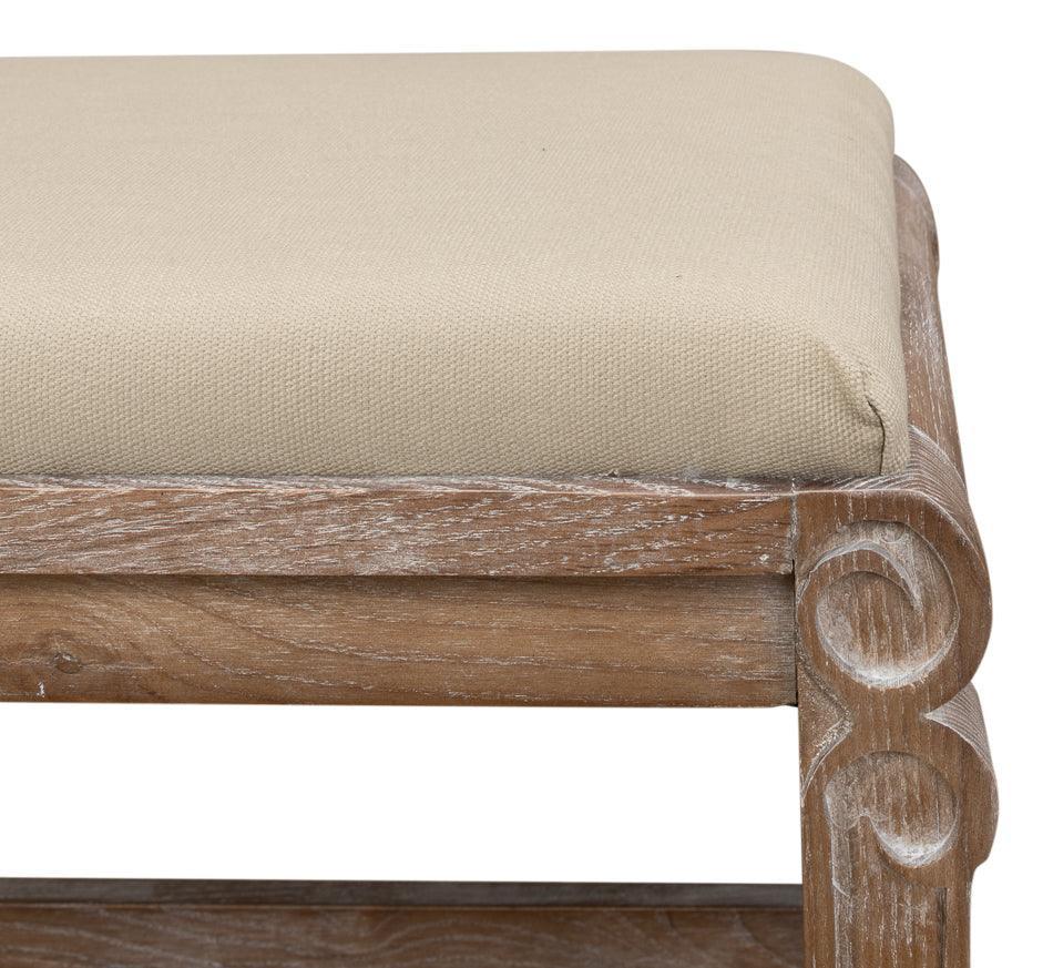 White Washed Oak Parlor Bench - Belle Escape