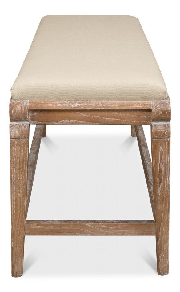 White Washed Oak Parlor Bench - Belle Escape