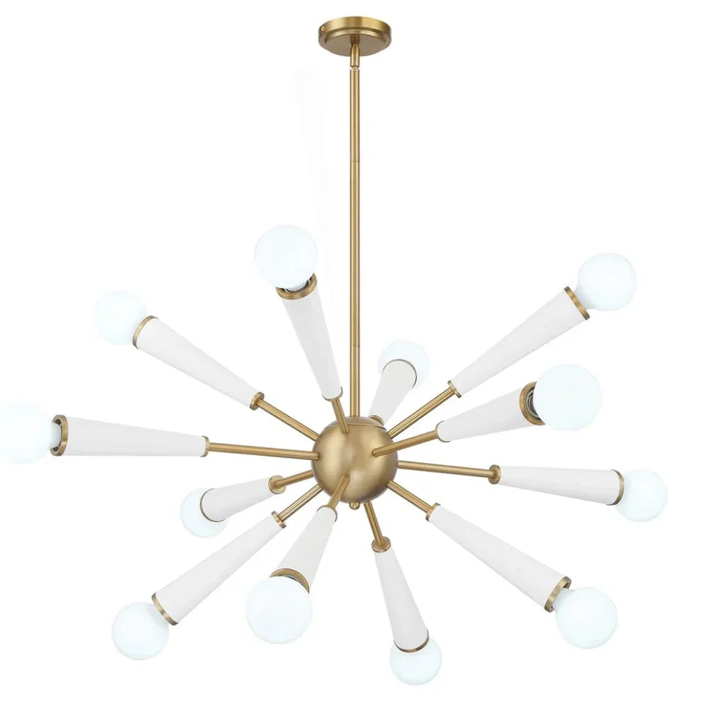 White Modern Zodiac Aged Brass Chandelier